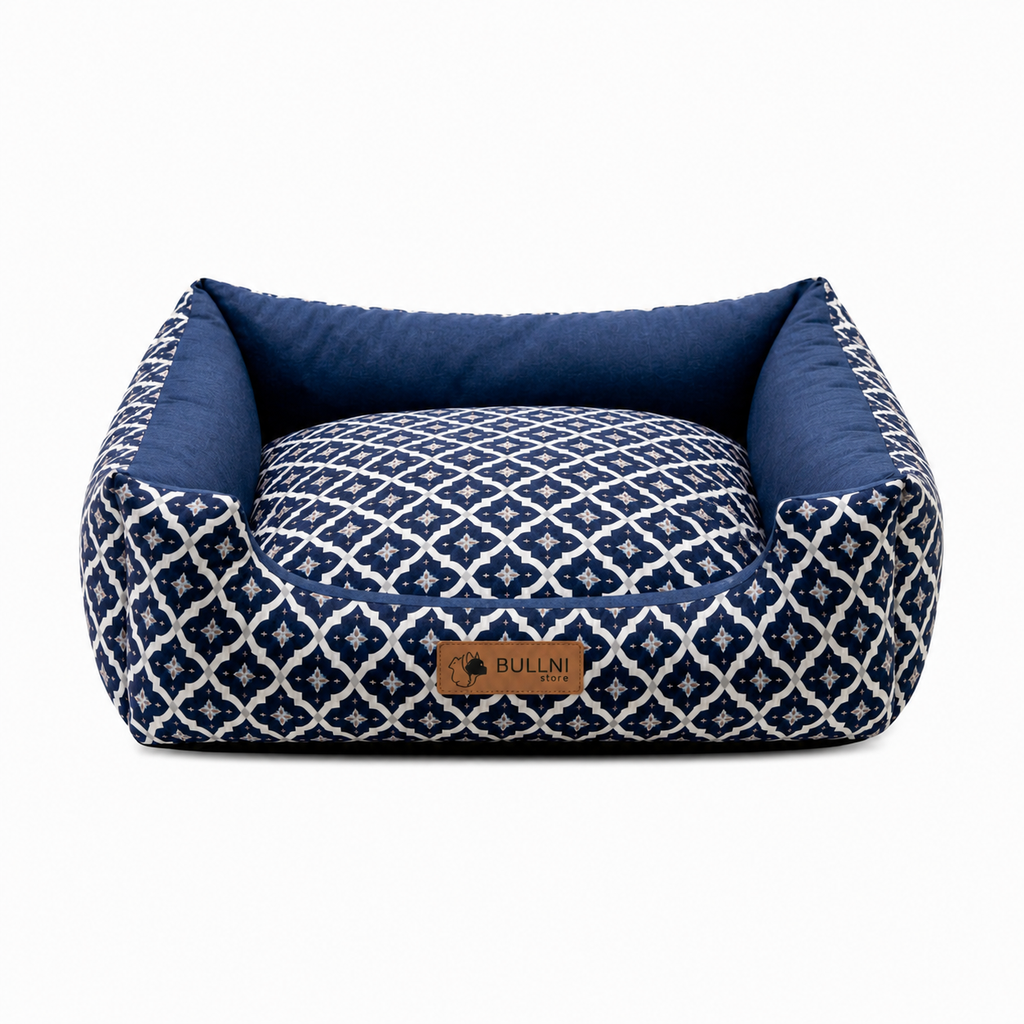 Cama Para Pets - Quadrada Azul Estampada Bullni Store