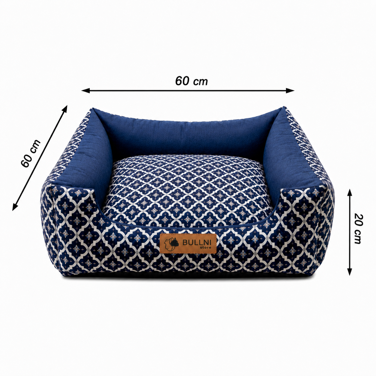 Cama Para Pets - Quadrada Azul Estampada Bullni Store