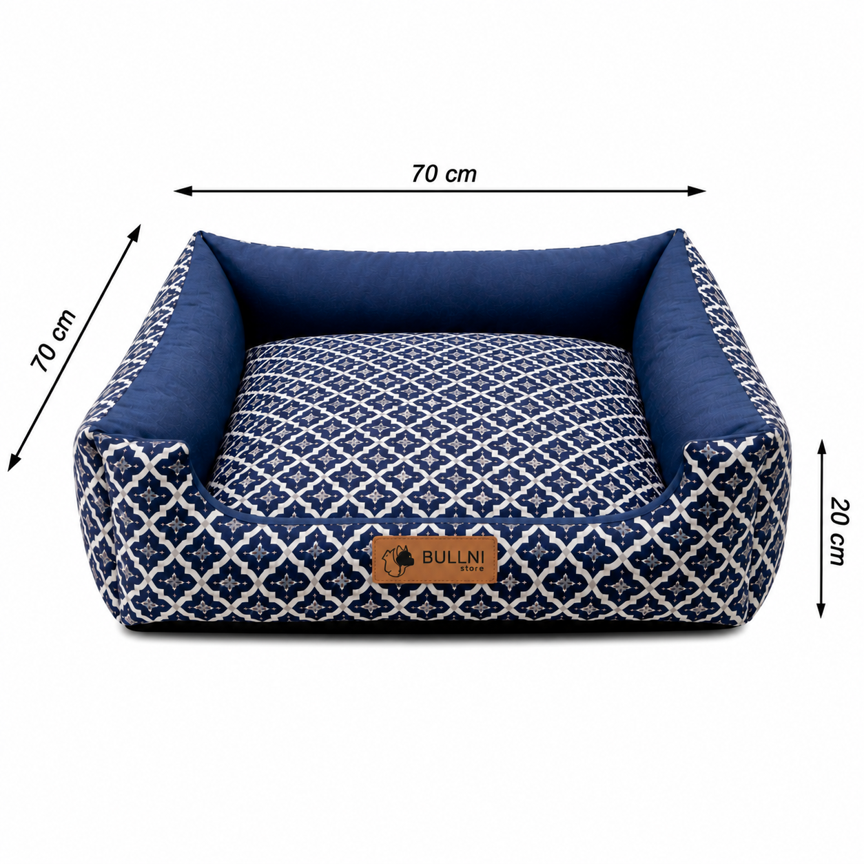 Cama Para Pets - Quadrada Azul Estampada Bullni Store