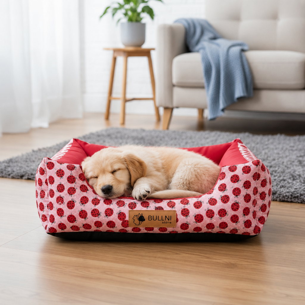 Cama Para Pets - Quadrada vermelha Joaninha Bullni Store