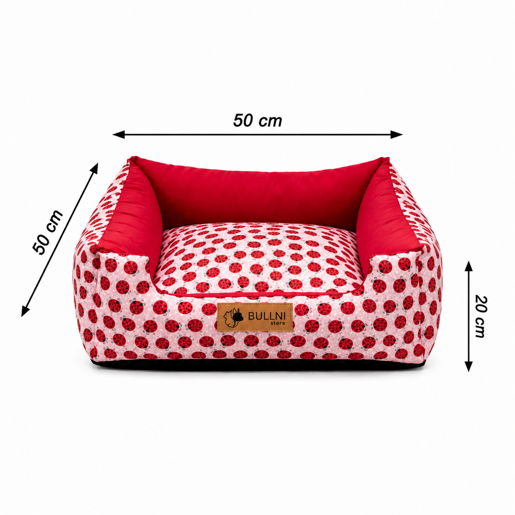 Cama Para Pets - Quadrada vermelha Joaninha Bullni Store
