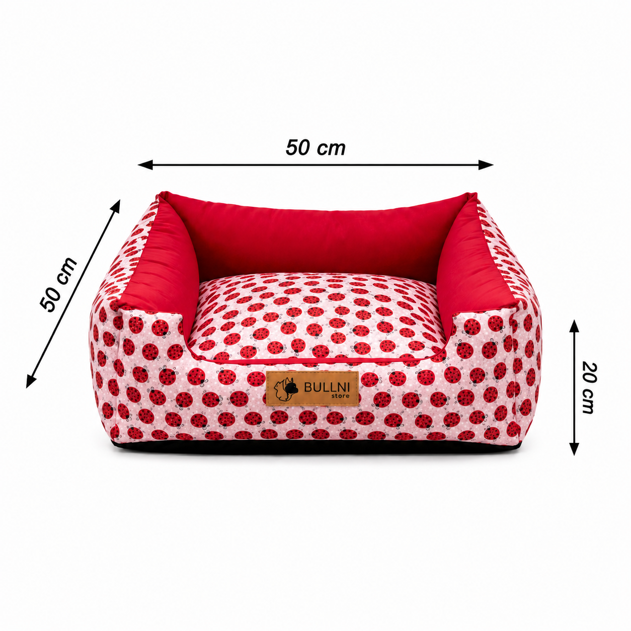 Cama Para Pets - Quadrada vermelha Joaninha Bullni Store