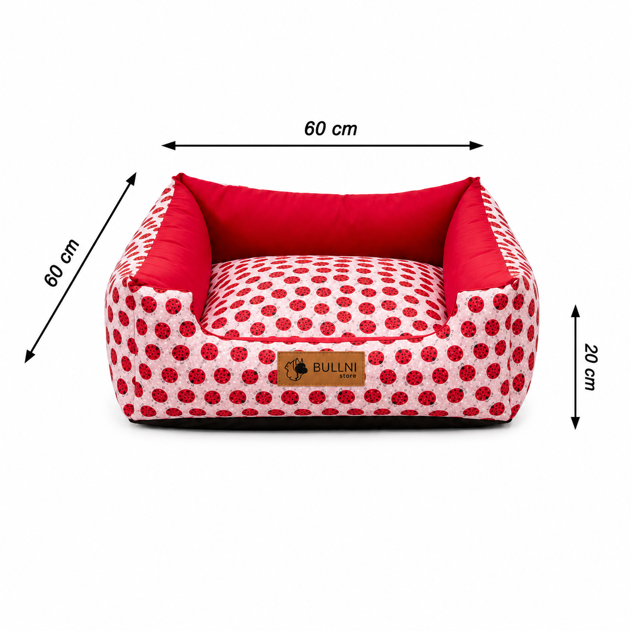 Cama Para Pets - Quadrada vermelha Joaninha Bullni Store