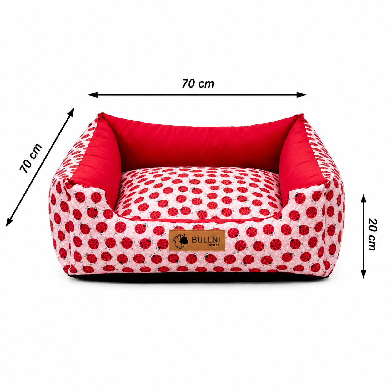 Cama Para Pets - Quadrada vermelha Joaninha Bullni Store