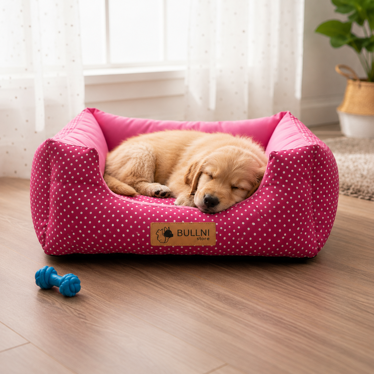 Cama Para Pets - Quadrada Rosa Poá Bullni Store