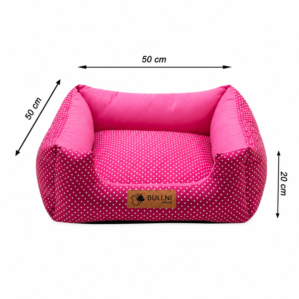 Cama Para Pets - Quadrada Rosa Poá Bullni Store