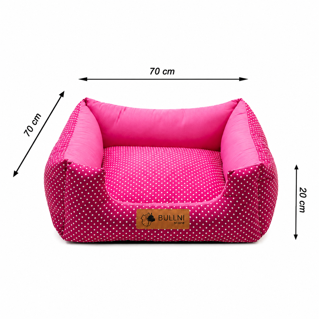 Cama Para Pets - Quadrada Rosa Poá Bullni Store
