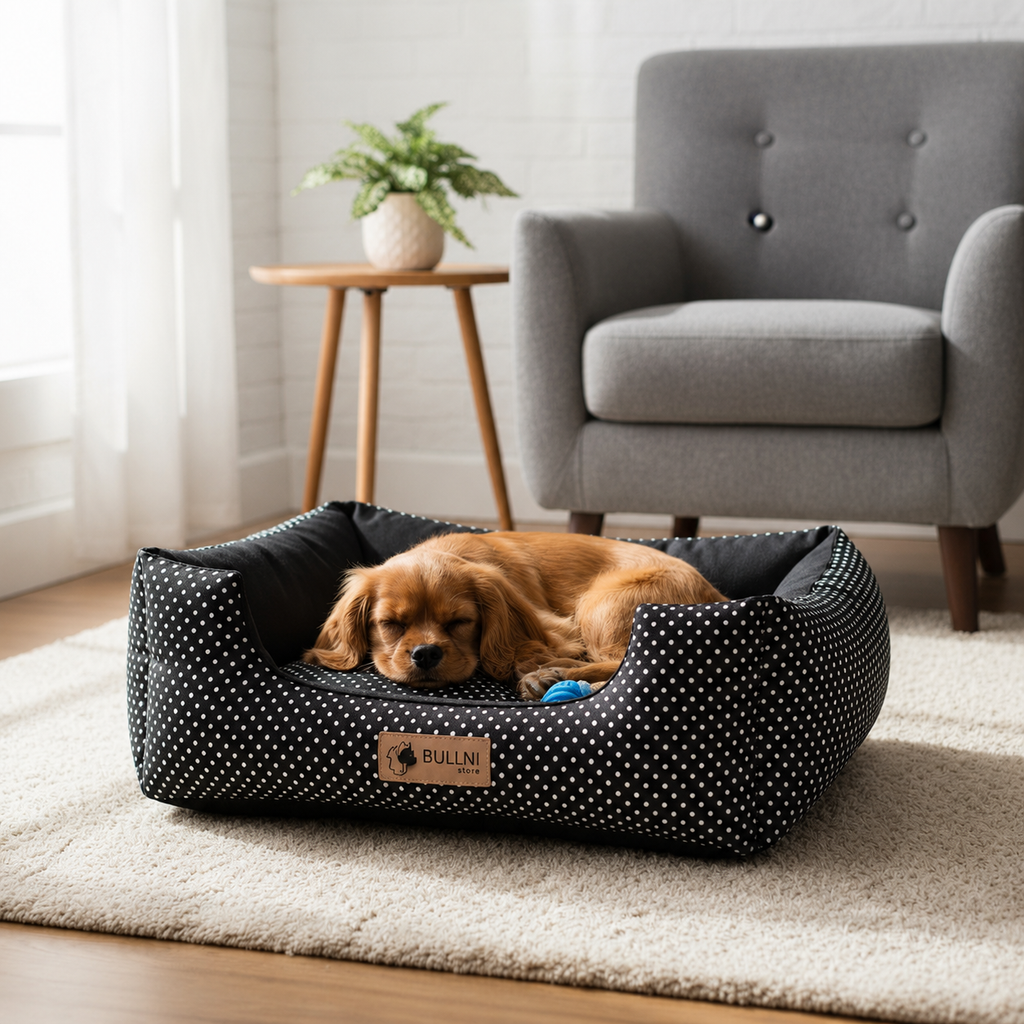 Cama Para Pets - Quadrada Poá Preta Bullni Store