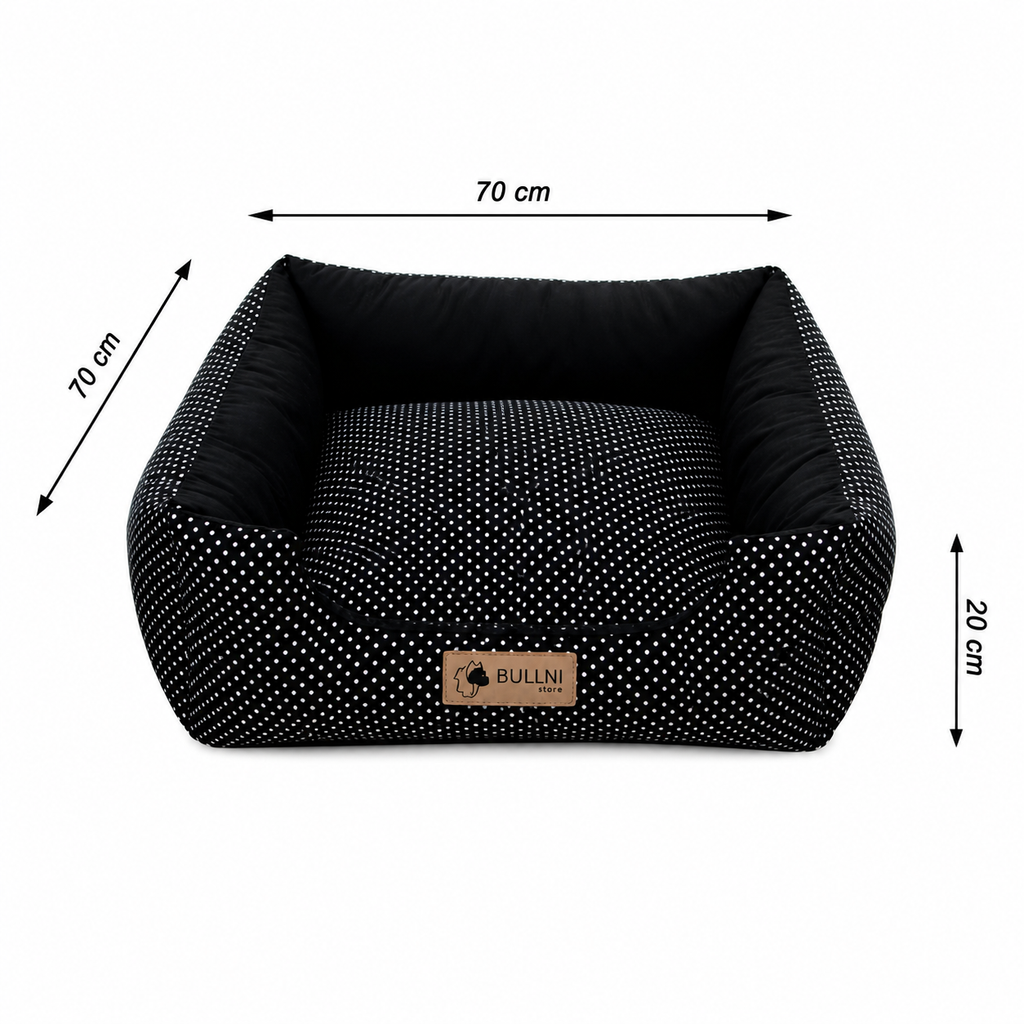 Cama Para Pets - Quadrada Poá Preta Bullni Store