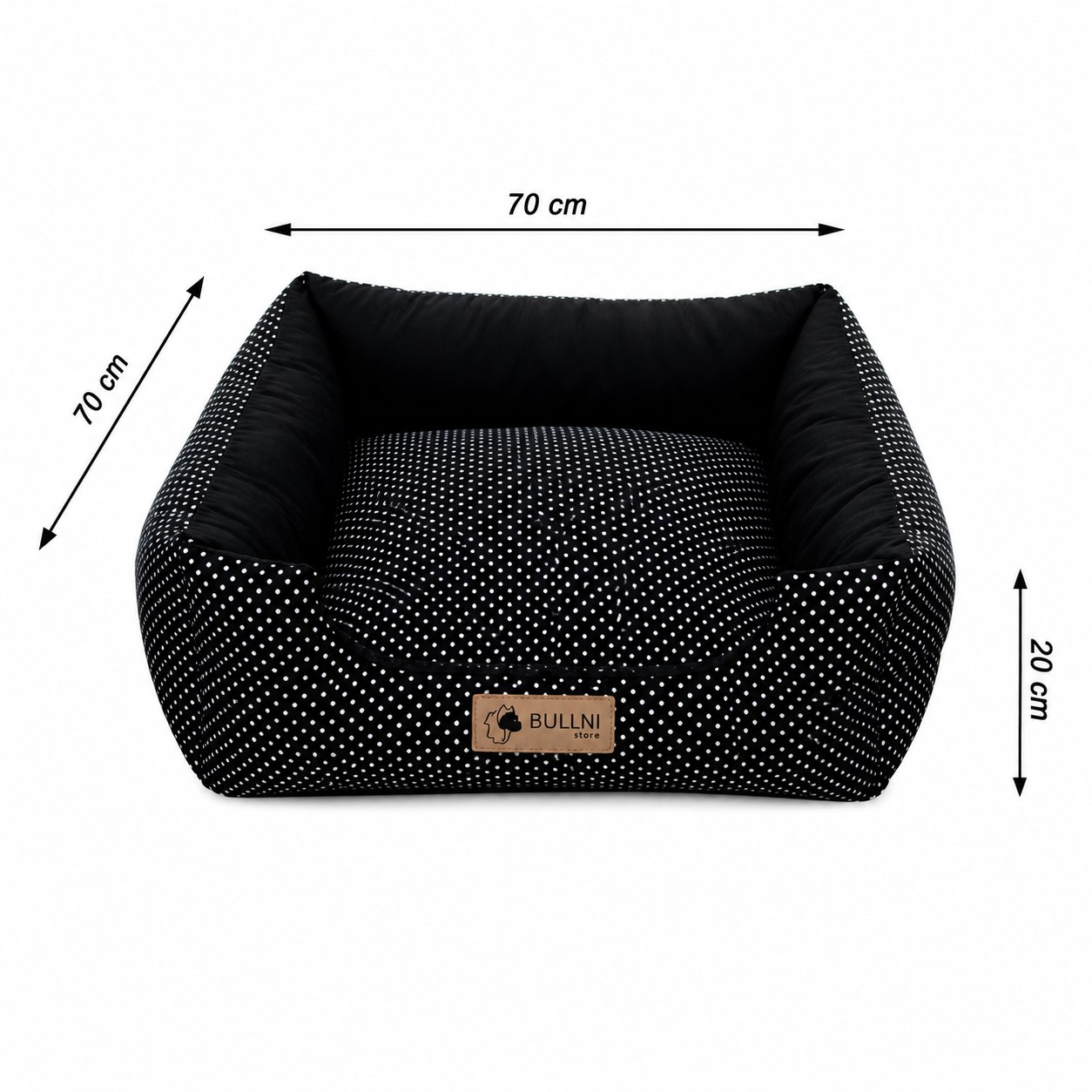 Cama Para Pets - Quadrada Poá Preta Bullni Store