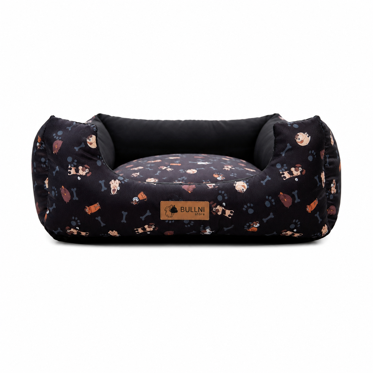 Cama Para Pets - Quadrada Preta Estampada
