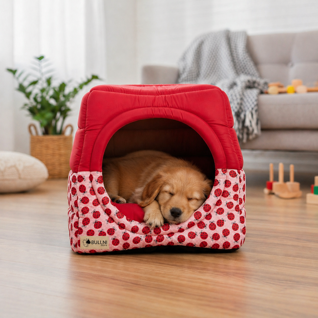 Toca Iglu Pet Vermelho Joaninha Bullni Store