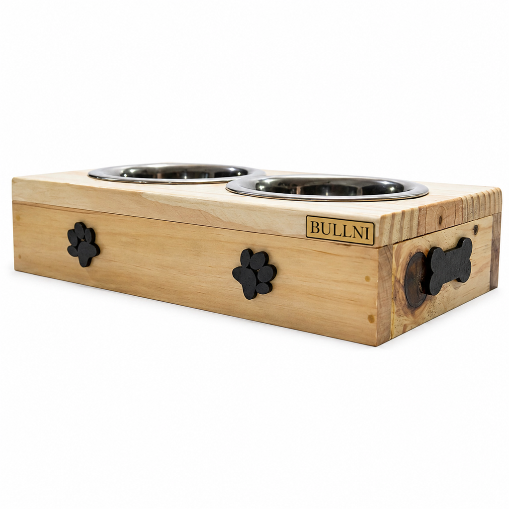 Comedouro Pet Elevado Madeira cachorros Pequenos-Bullni Store