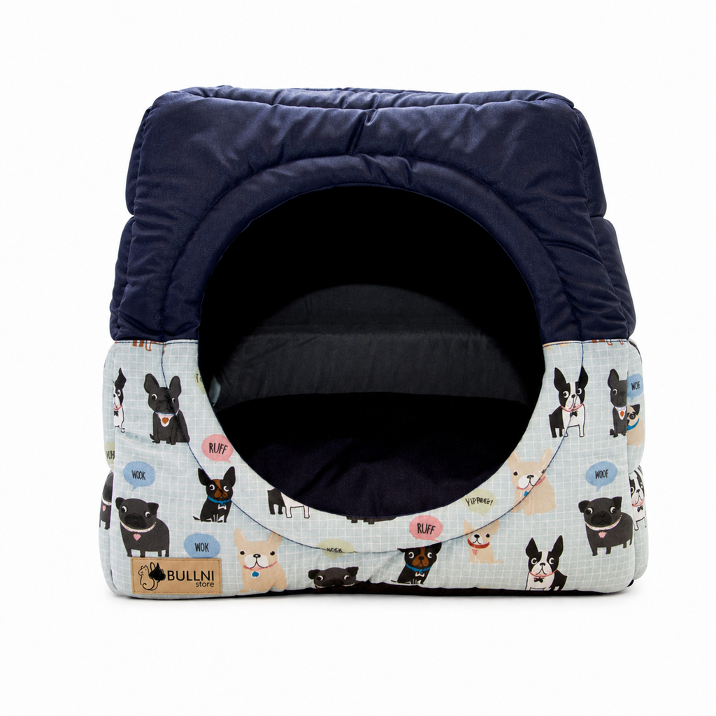 Toca Iglu Pet Impermeável Azul com estampas Bullni Store