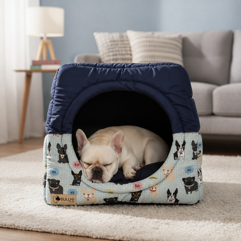 Toca Iglu Pet Impermeável Azul com estampas Bullni Store