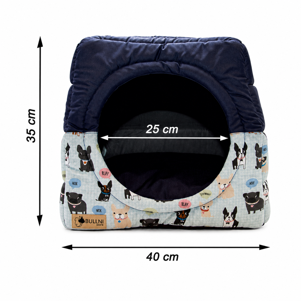 Toca Iglu Pet Impermeável Azul com estampas Bullni Store