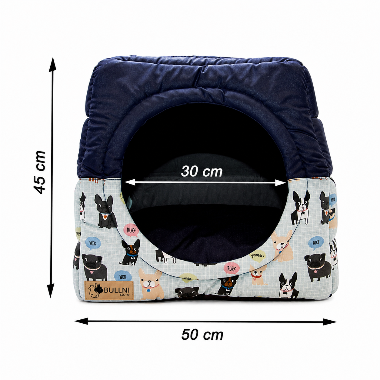 Toca Iglu Pet Impermeável Azul com estampas Bullni Store