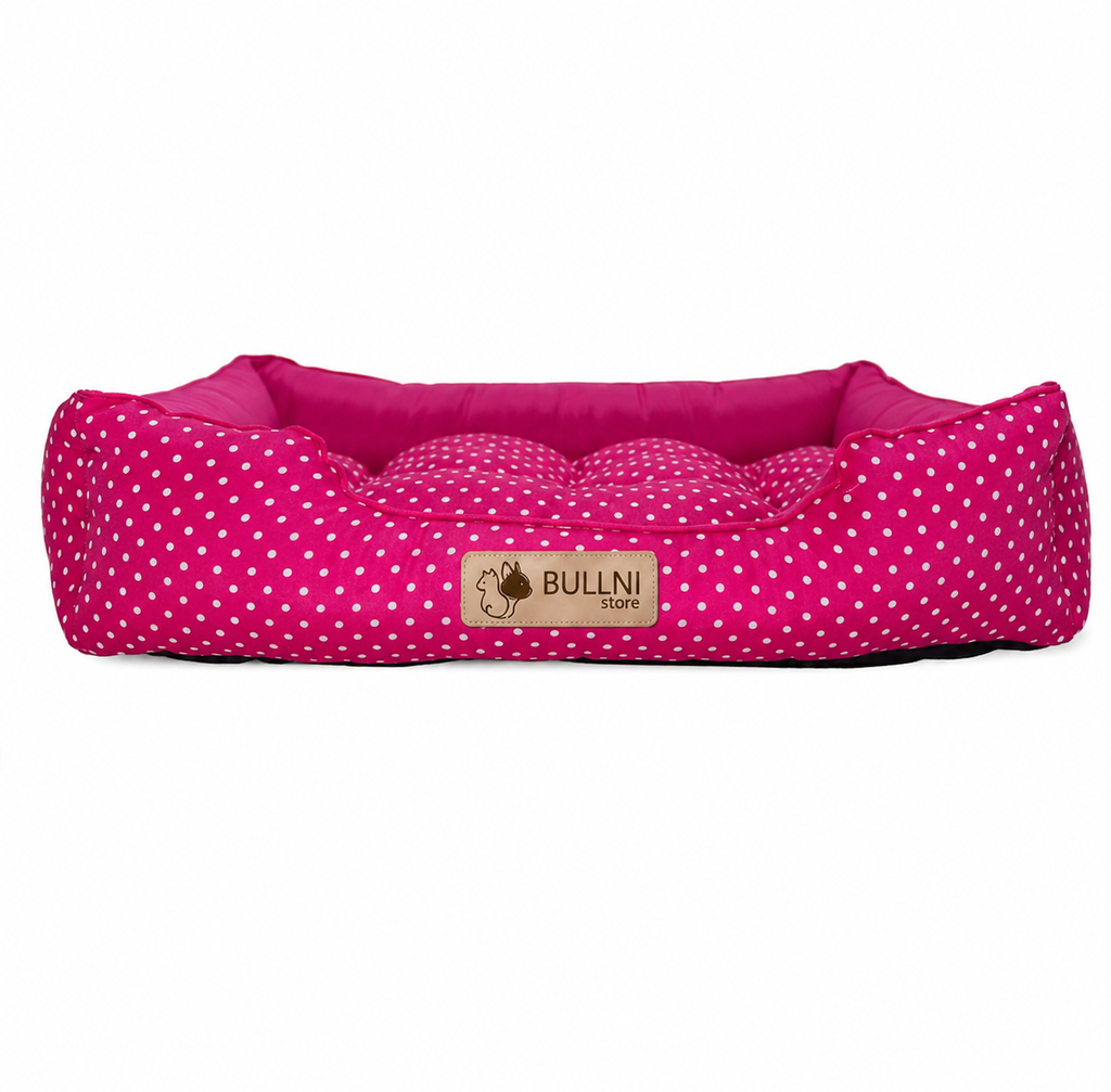Cama Para Cachorro e Gatos Retangular Rosa Poa Bullni Store