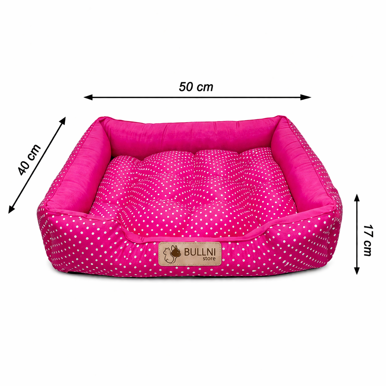 Cama Para Cachorro e Gatos Retangular Rosa Poa Bullni Store