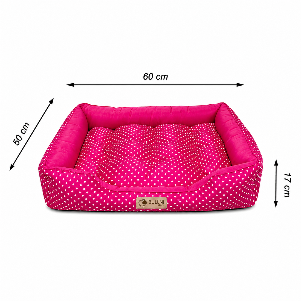 Cama Para Cachorro e Gatos Retangular Rosa Poa Bullni Store
