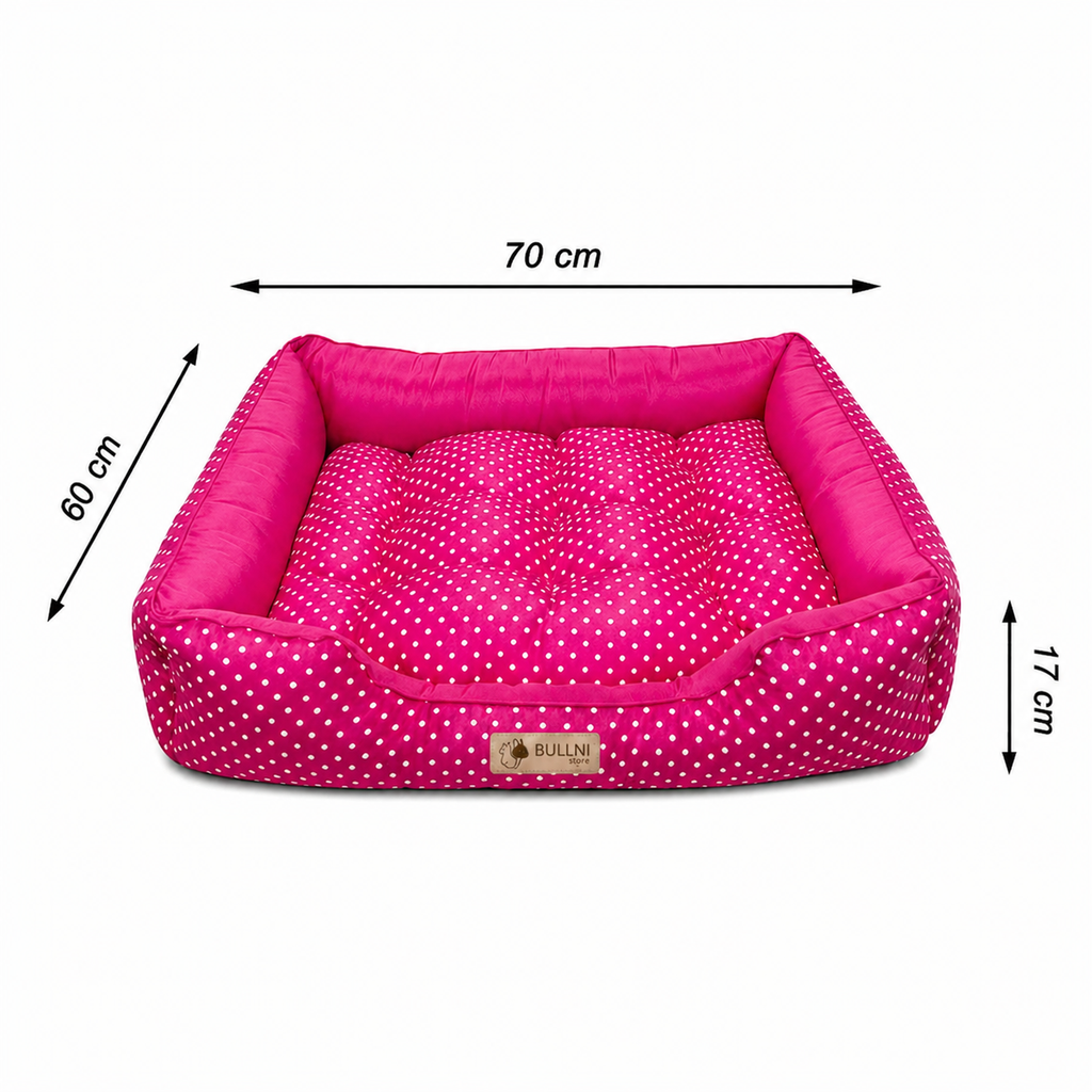 Cama Para Cachorro e Gatos Retangular Rosa Poa Bullni Store
