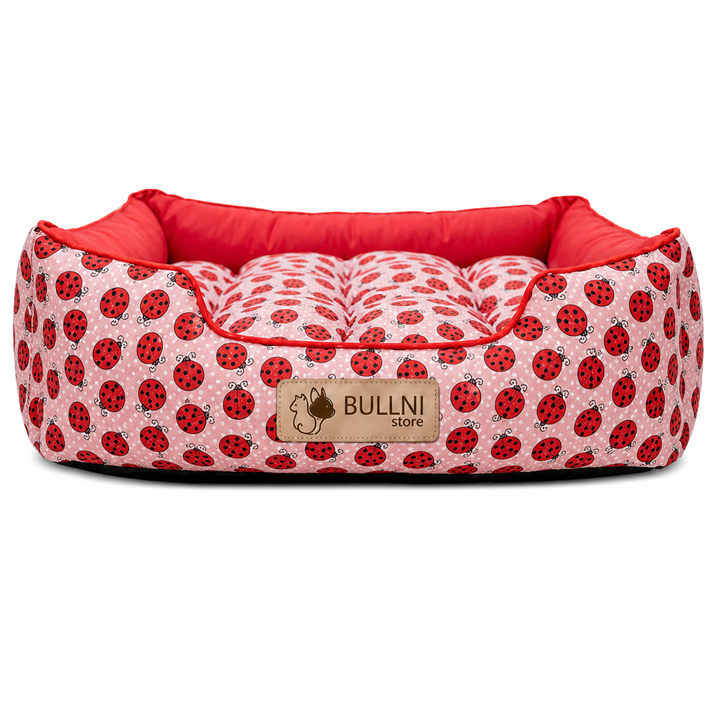 Cama Para Gatos e Cachorro Retangular Pet Vermelho Joaninha Bullni Store