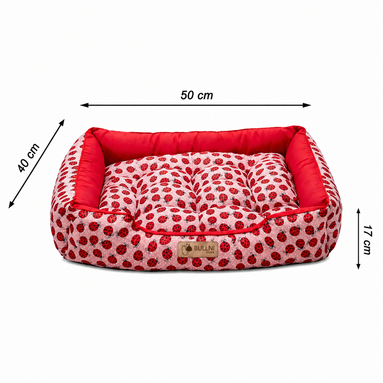 Cama Para Gatos e Cachorro Retangular Pet Vermelho Joaninha Bullni Store
