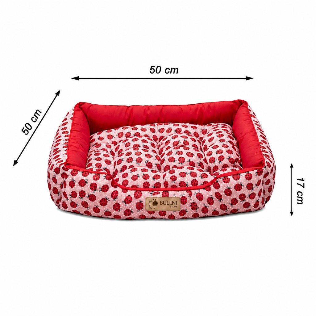 Cama Para Gatos e Cachorro Retangular Pet Vermelho Joaninha Bullni Store