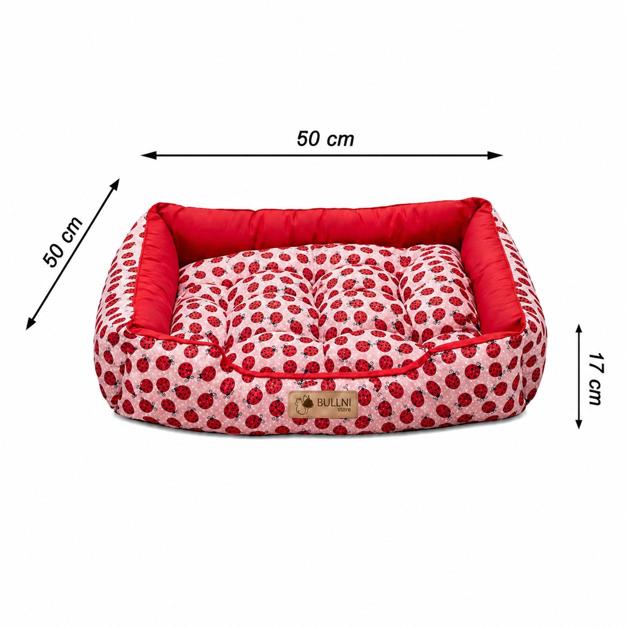 Cama Para Gatos e Cachorro Retangular Pet Vermelho Joaninha Bullni Store