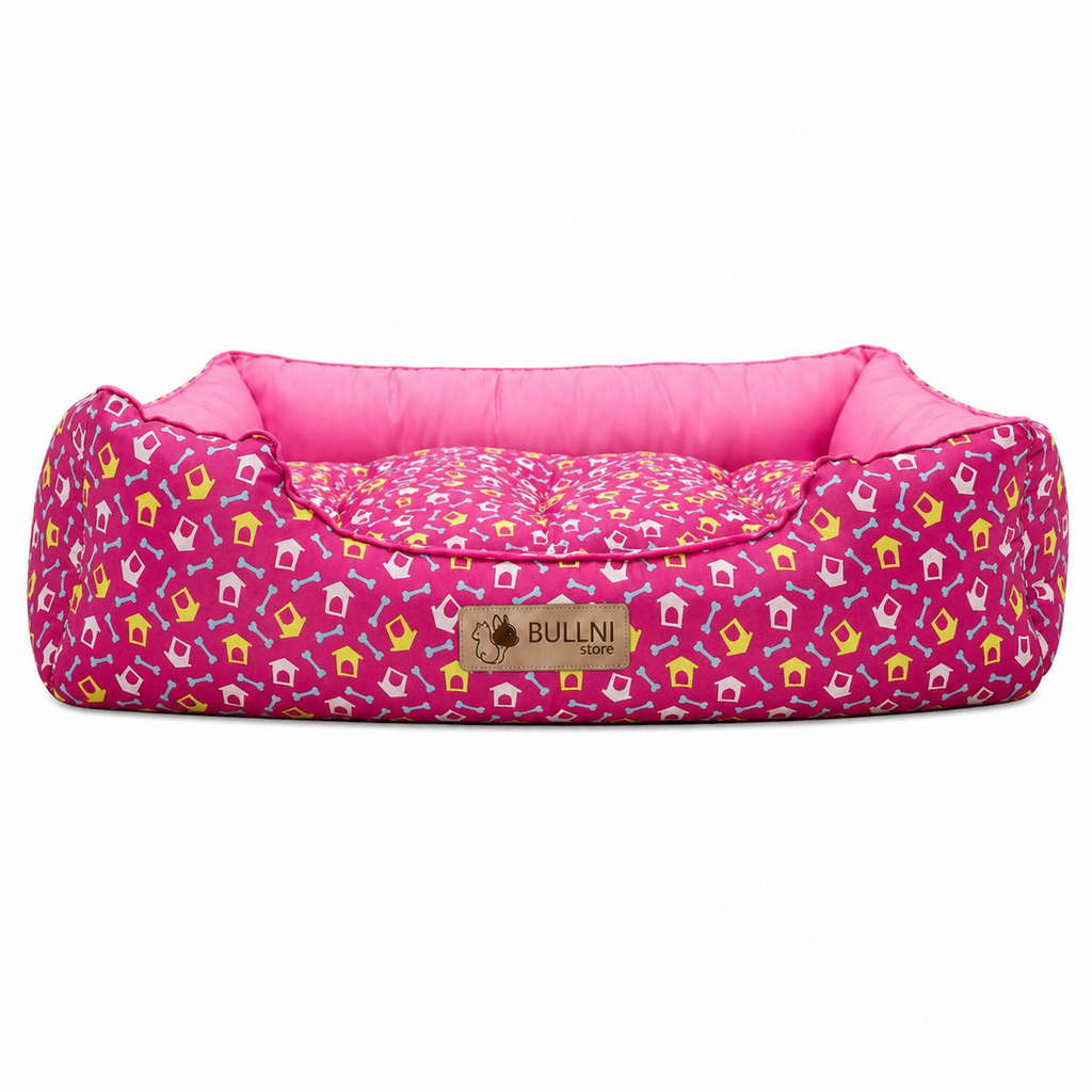Cama Para Cachorros e Gatos Retangular Estampada Rosa Bullni Store