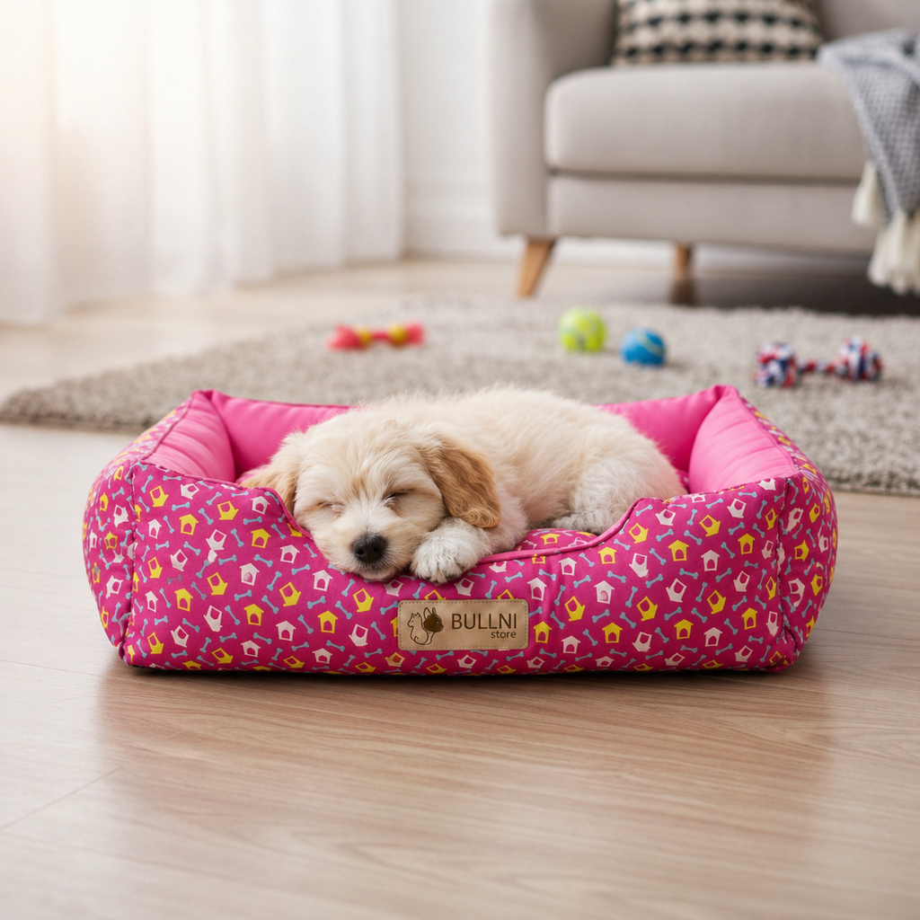 Cama Para Cachorros e Gatos Retangular Estampada Rosa Bullni Store