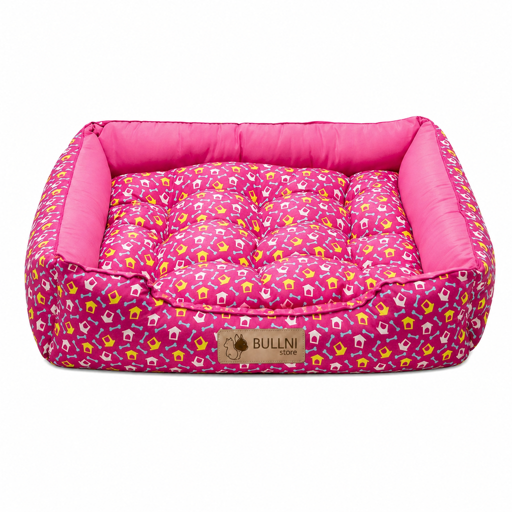 Cama Para Cachorros e Gatos Retangular Estampada Rosa Bullni Store