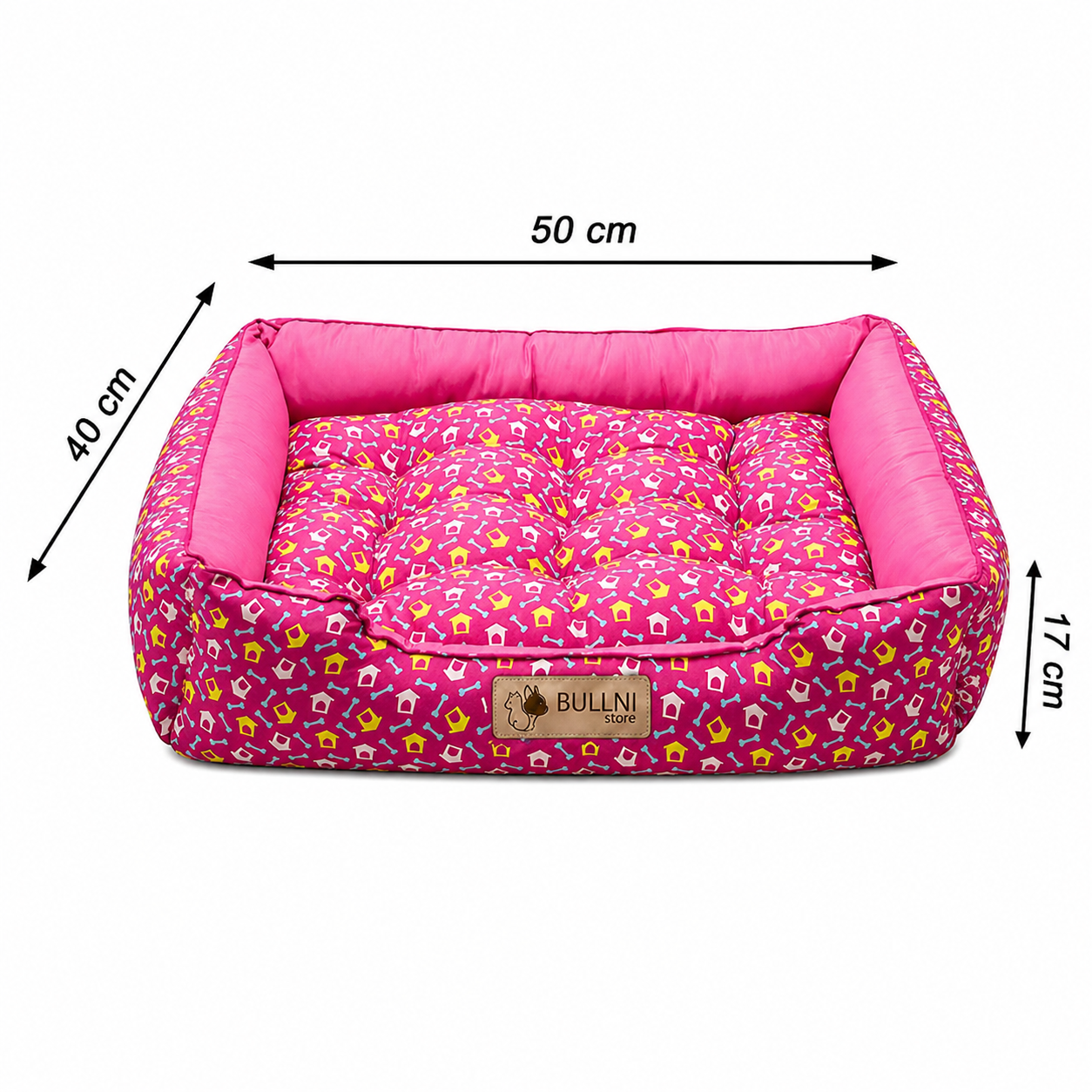 Cama Para Cachorros e Gatos Retangular Estampada Rosa Bullni Store