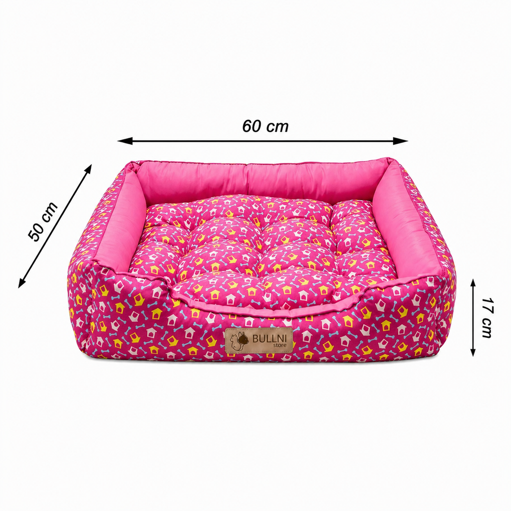 Cama Para Cachorros e Gatos Retangular Estampada Rosa Bullni Store