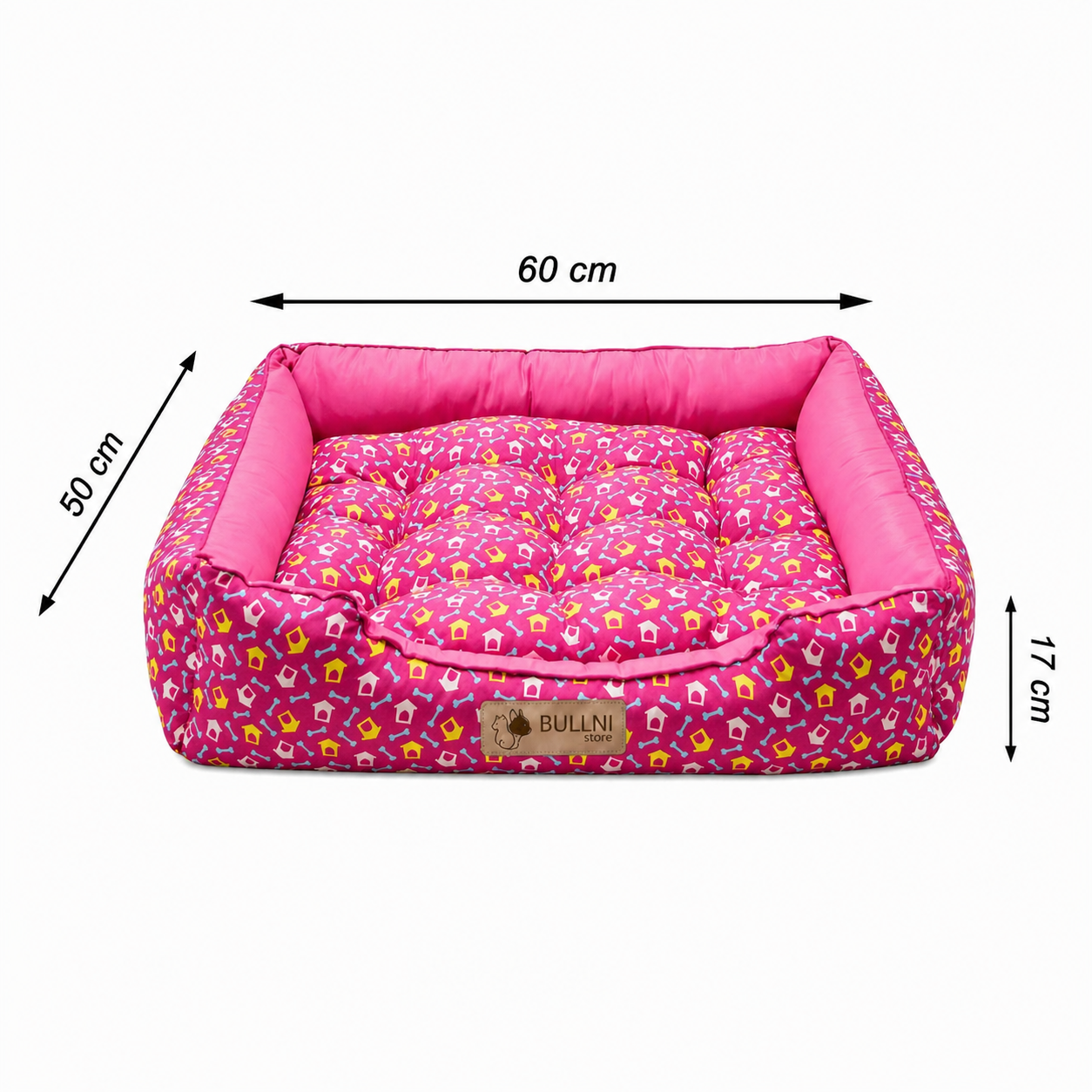 Cama Para Cachorros e Gatos Retangular Estampada Rosa Bullni Store