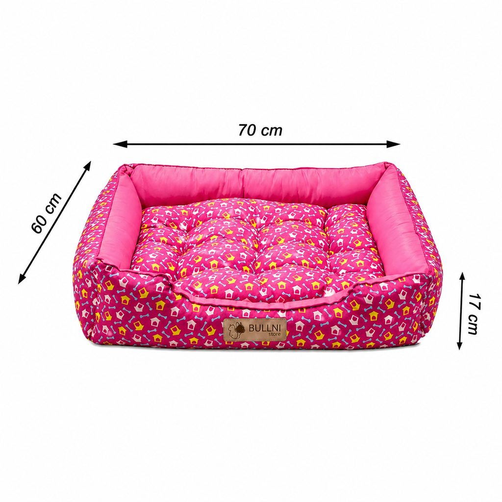 Cama Para Cachorros e Gatos Retangular Estampada Rosa Bullni Store