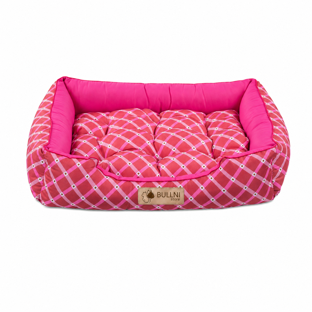Cama Para Cachorros e Gatos Retangular Rosa Geométrico Bullni Store