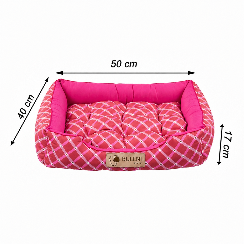 Cama Para Cachorros e Gatos Retangular Rosa Geométrico Bullni Store