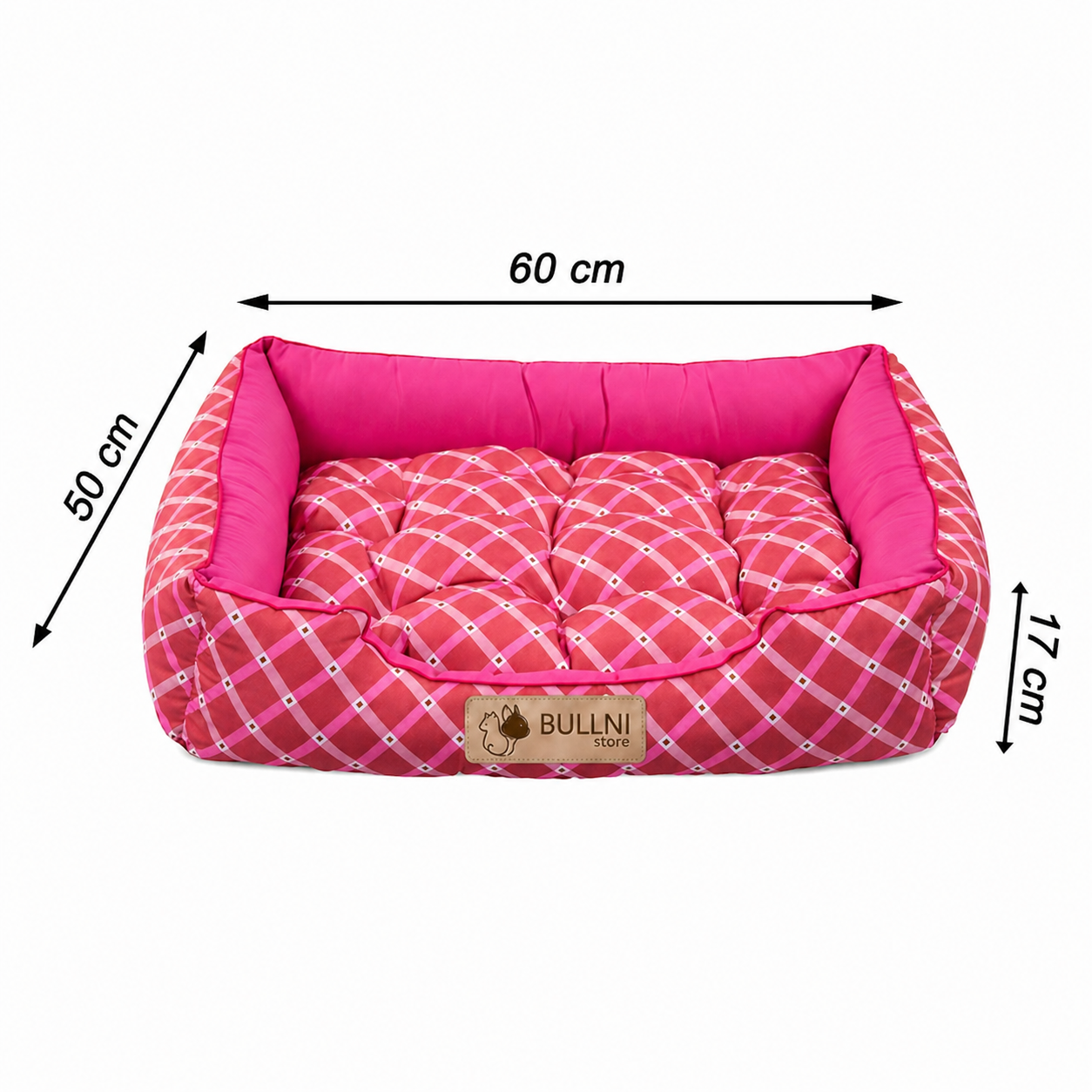 Cama Para Cachorros e Gatos Retangular Rosa Geométrico Bullni Store