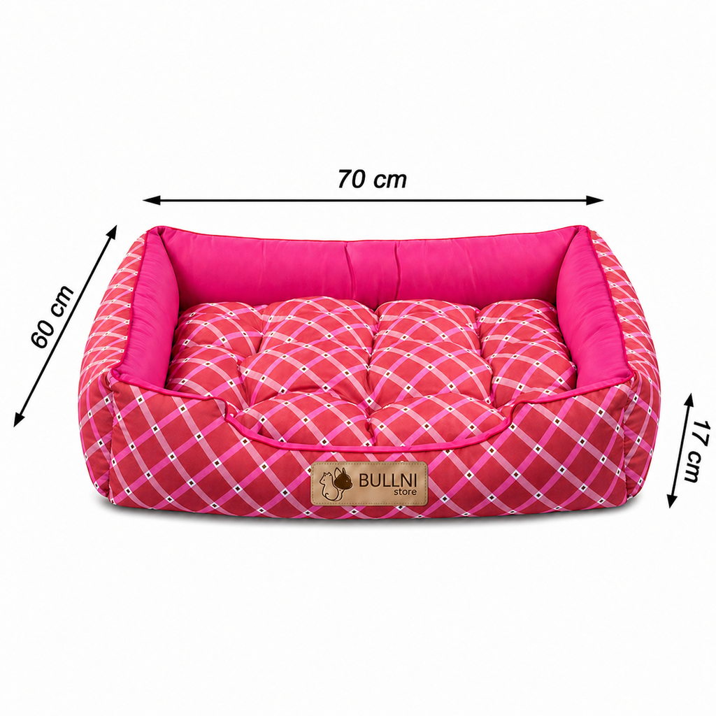 Cama Para Cachorros e Gatos Retangular Rosa Geométrico Bullni Store