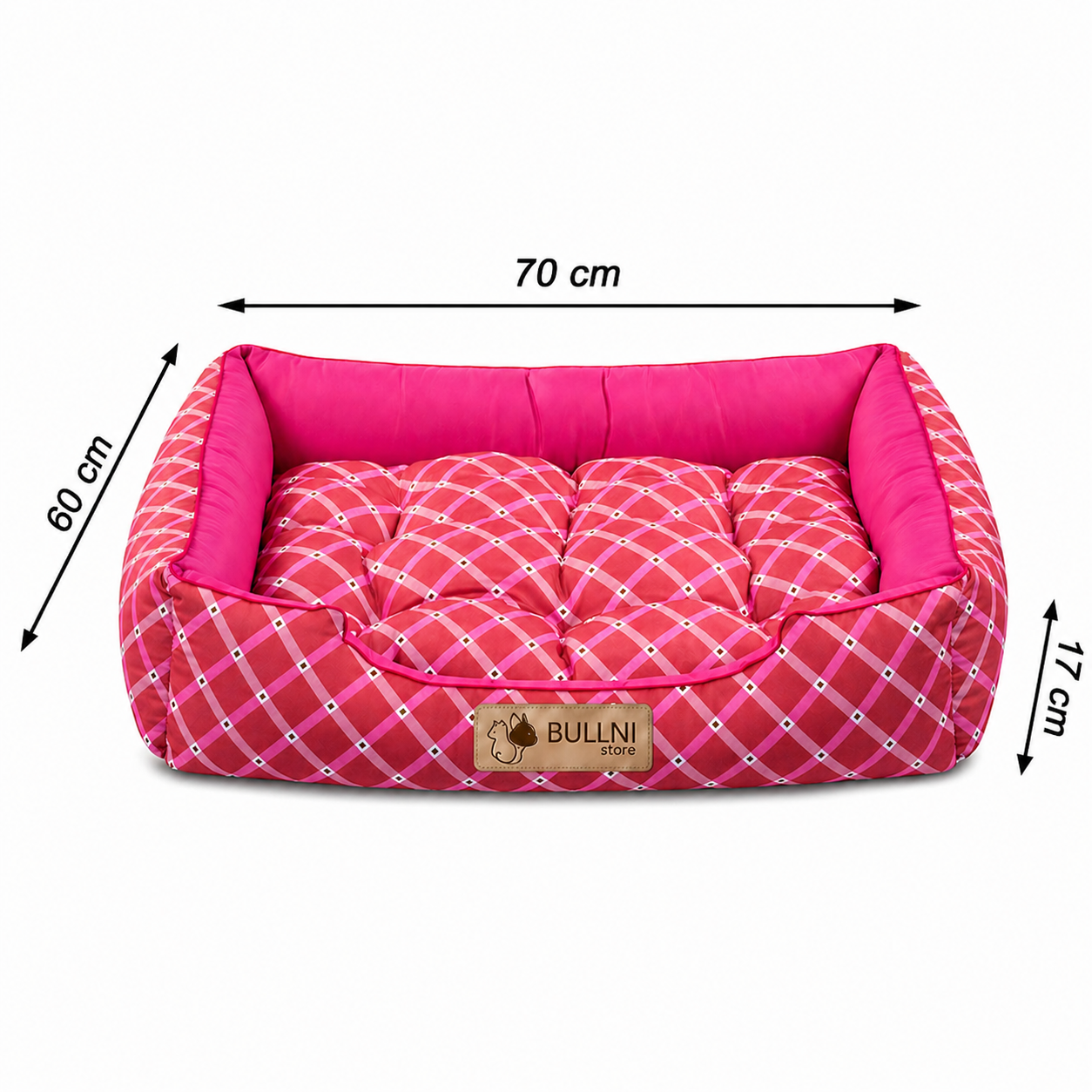 Cama Para Cachorros e Gatos Retangular Rosa Geométrico Bullni Store
