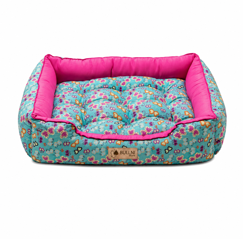 Cama Para Cachorros e Gatos retangular Rosa Borboleta Bullni Store