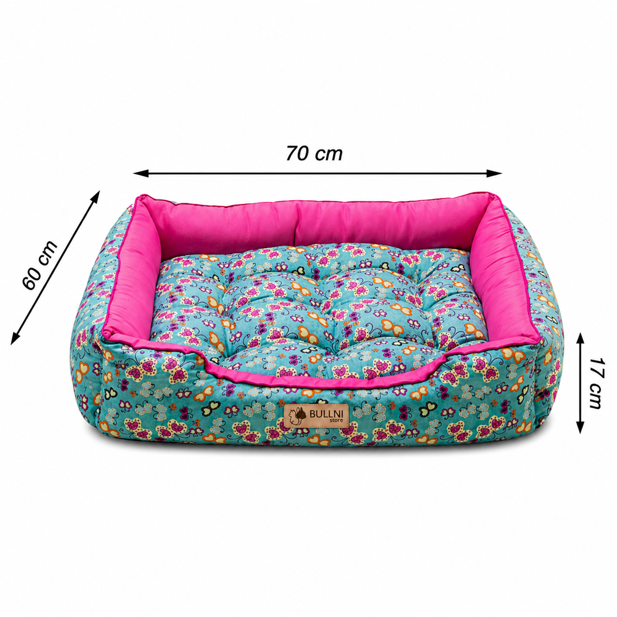 Cama Para Cachorros e Gatos retangular Rosa Borboleta Bullni Store