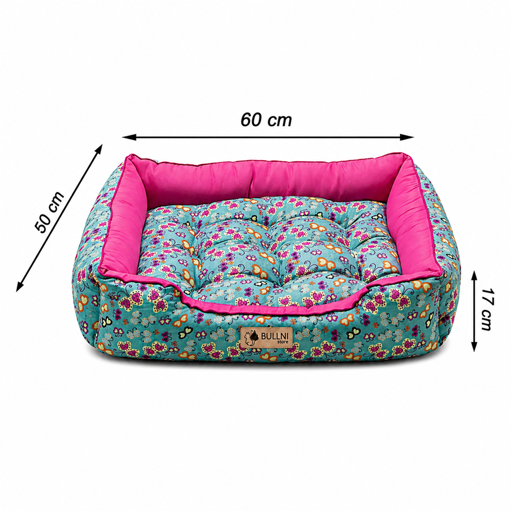 Cama Para Cachorros e Gatos retangular Rosa Borboleta Bullni Store