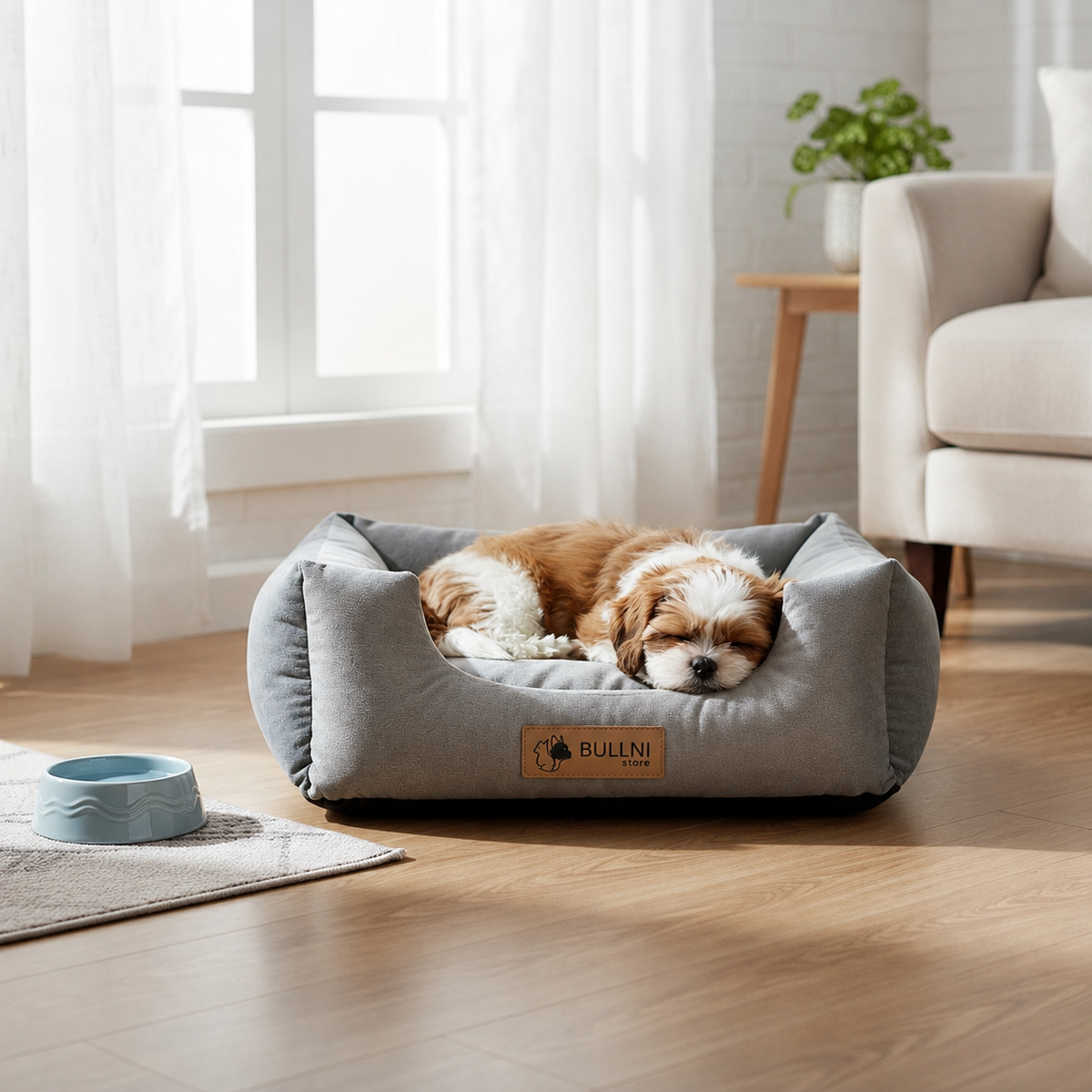 Cama Para Pets - Quadrada Cinza Liso Bullni Store