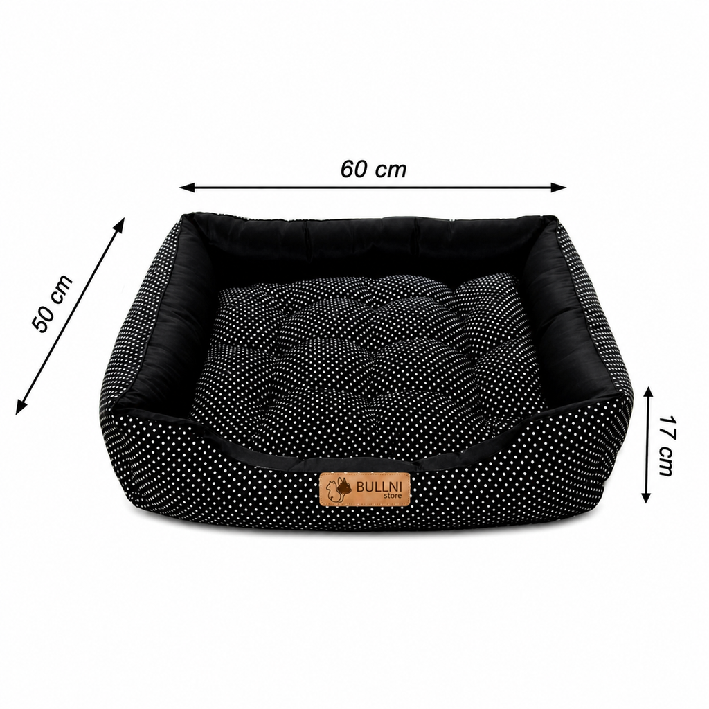 Cama Para Cachorros e Gatos Retangular Poa Preto Bullni Store