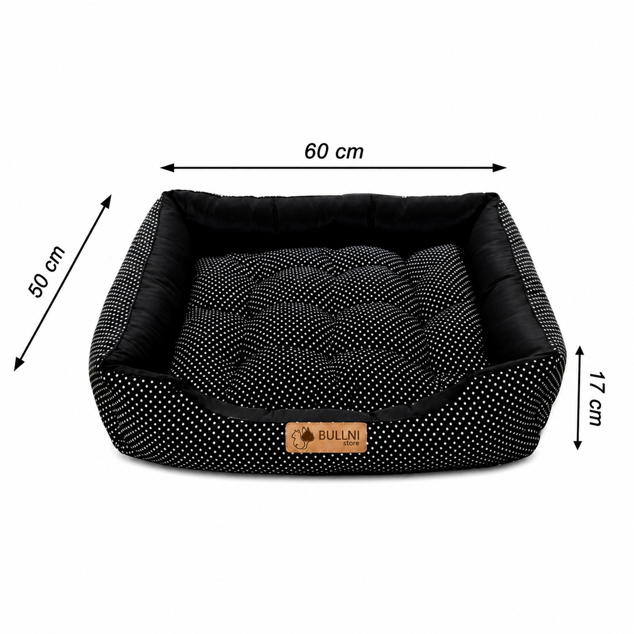 Cama Para Cachorros e Gatos Retangular Poa Preto Bullni Store