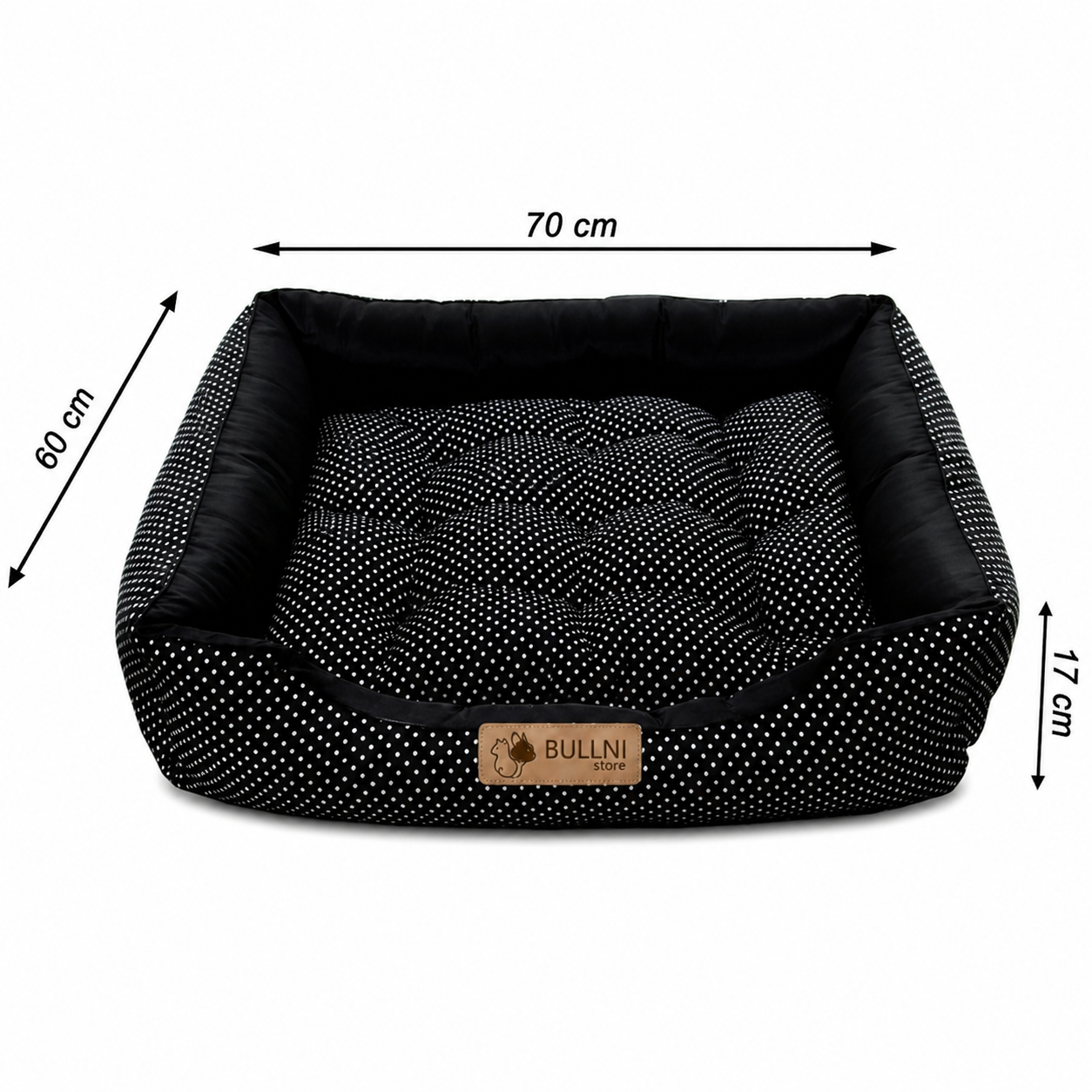 Cama Para Cachorros e Gatos Retangular Poa Preto Bullni Store