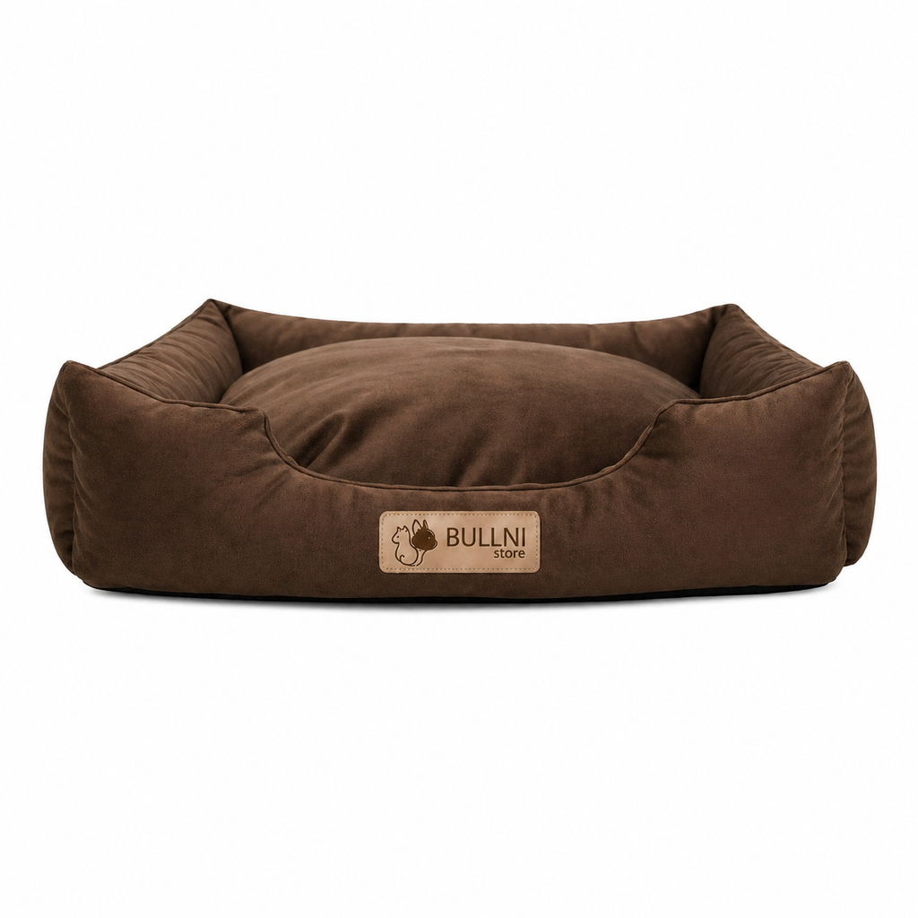 Cama Para Cachorros e Gatos Retangular Marrom Liso Bullni Store