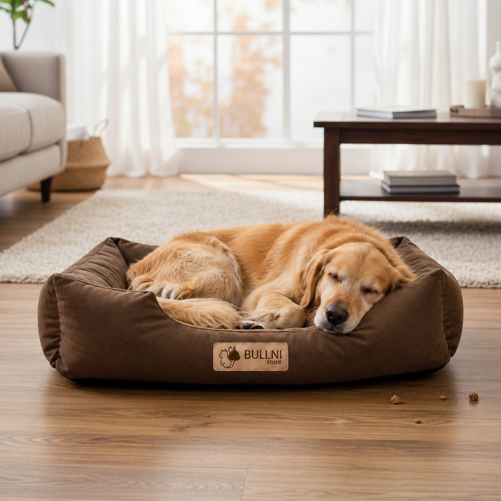 Cama Para Cachorros e Gatos Retangular Marrom Liso Bullni Store